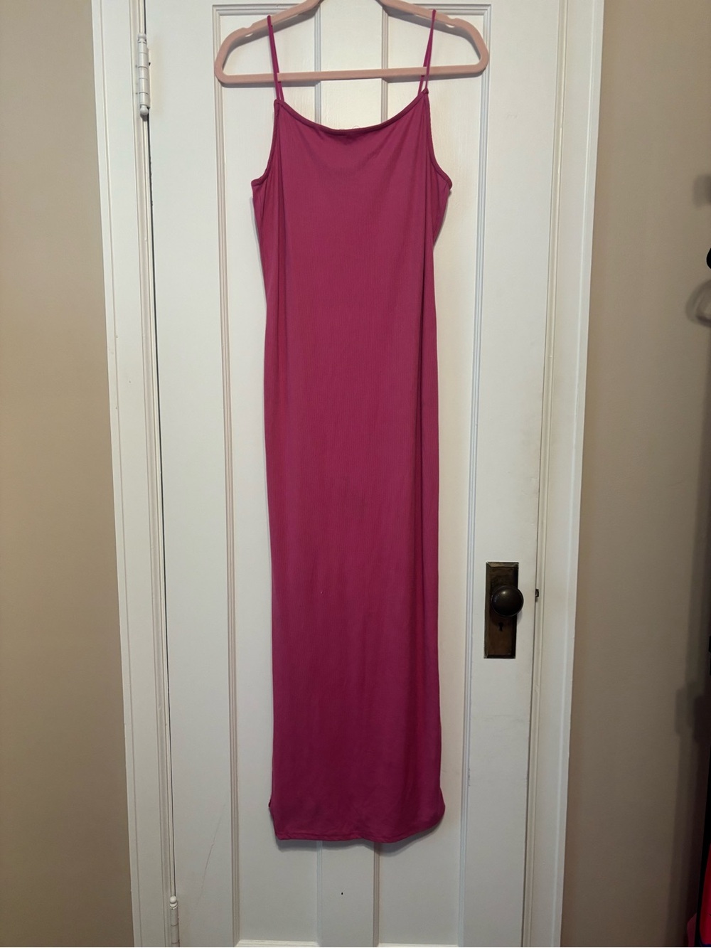 Hot Pink ribbed Spaghetti-Strap Maxi Dress - Women's size XL
